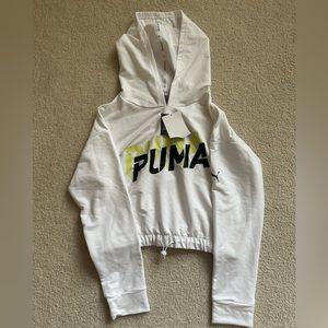 PUMA White Cropped Hoodie